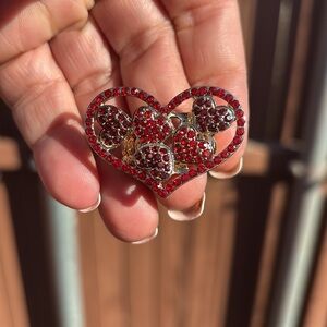 New - Adjustable heart, rhinestone ring